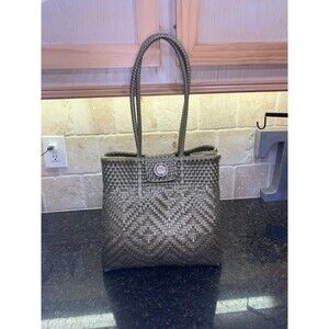 Maria Victoria Handcrafted Monochrome Gold Shoulder Purse Bag - EUC